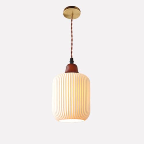 Lanterne courte blanche suspension céramique pour table de restaurant et bar