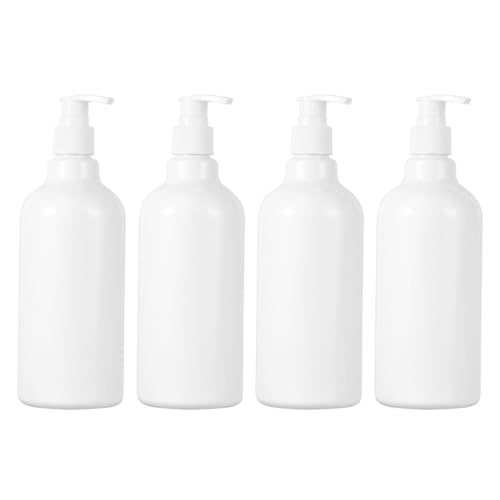 UKCOCO 4 Piezas Botellas Dosificadoras Recargables con Bomba Blanca para Champú y Jabón Líquido Dispensador Reutilizable Seguro para Gel de Ducha y Lociones