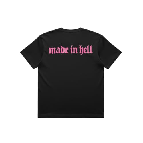 T-shirt surdimensionné Made in Hell avec col côtelé résistant et jersey de coton épais noir