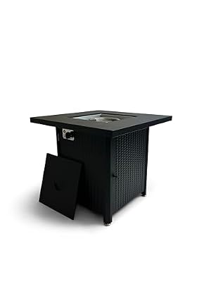 GasOne Propane Fire Pit – 28-inch Large Tabletop Fire Pit for Outdoor Use – 52,500 BTU Gas Fire Pit with Lava Rocks and Fire Pit Cover Lid – Stainless Steel Burner Head for Warmth and Ambiance - Black