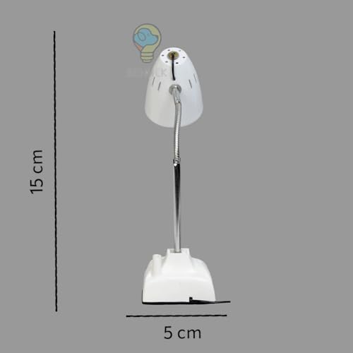 Image of BEHMEK LED Desk Lamp for Study Table | Adjustable Metal Reading Lamp with Flexible Neck | Eye Care Table Light for Students, Bedroom, Office & Work Desk (White)