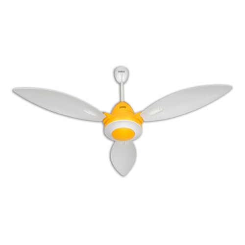 Image of USHA Bloom Lily Glow BLDC Ceiling Fan with 3-Mode Underlight |RF Remote | 100% Copper Motor |Whisper-Quiet |Dust-Resistant |BEE 5 Star Rated |3-Year Motor & 2-Year PCB Warranty |White & Saffron Yellow