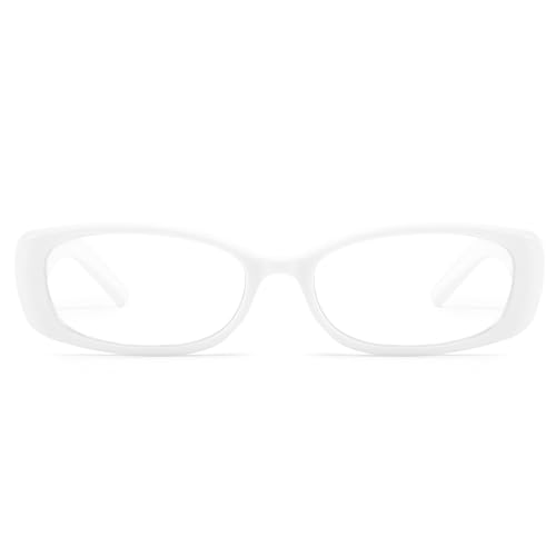 Image of DreamCalf Rectangle Fake Glasses for Women Trendy Y2K Office-Siren Blue Light Glasses with Clear Lenses