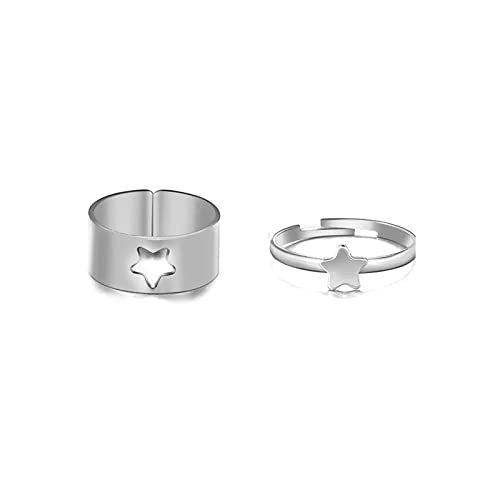 Vembley Stylish Valentine Gift Silver Star Couple Ring Matching Wrap Finger Ring for Women and Men (B09NNG7293) Amazon Price History, Amazon Price Tracker