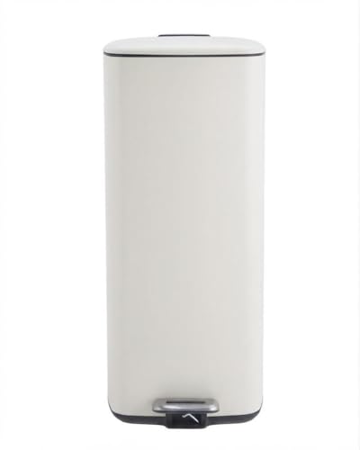 Caneca de basura de acero inoxidable beige 30L con pedal
