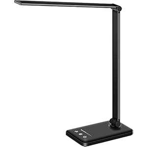 Lámpara Escritorio LED, Flexo de Escritorio, La luz natural protege los ojos, Lampara led Escritorio regulable con puerto de carga USB, 5 Modos, 10 Niveles de Brillo,Temporizador de 30/60min
