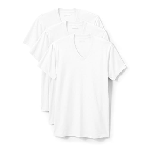 Lands' End Mens 3 Pack Vneck T-Shirt White Regular X-Large