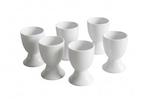 Provance 6er Set Eierbecher aus Porzellan in weiß im schlichten...