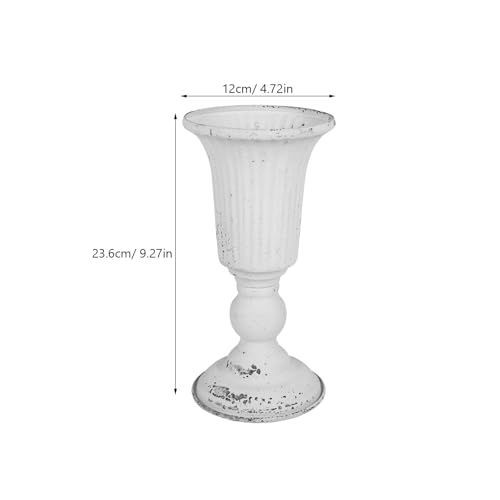 Support déco de table haute en fer forgé blanc pour plantes de balcon - 3