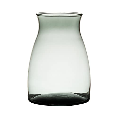 INNA-Glas Florero de Cristal Maisie, Gris-Transparente, 20cm, Ø14cm - Jarrón Decorativo