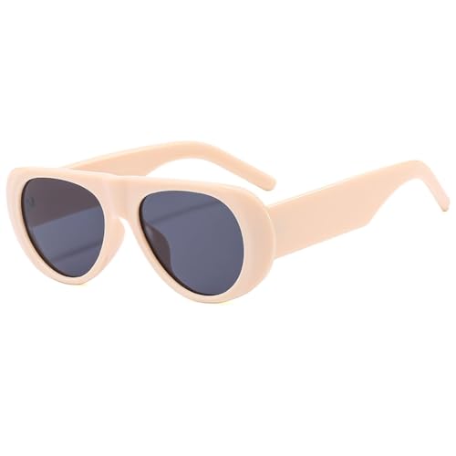 Lunettes de soleil ovales rétro beige LVTFCO à grande monture pour homme et femme