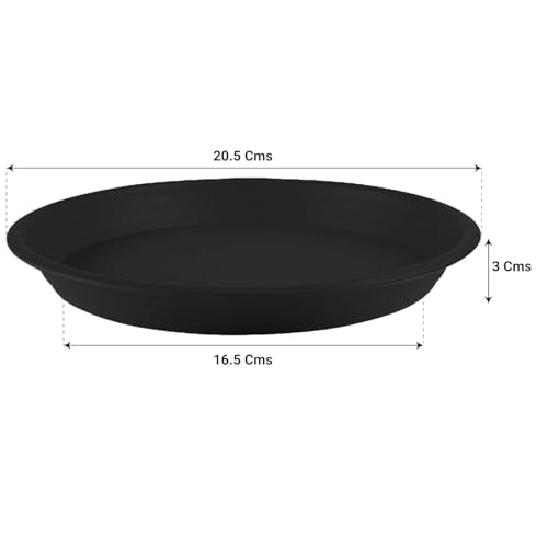 Image of SIGNY Round Bottom Tray(Plate /Saucer) Suitable for 10 Inch Round Plastic Pot - Black - Set of 6 | Heavy Duty Highly Durable Plant Saucer for Indoor Home Decor & Outdoor Balcony Garden (6, 6.4 Black)