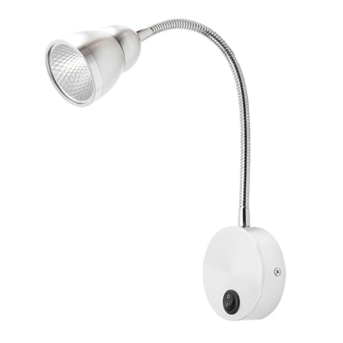 Lámpara de lectura LED para cabecero en color plata con brazo flexible de 3W 4