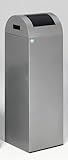 PROREGAL Selbstlöschender Wertstoffsammler rund | 89 Liter, HxBxT 104,5x32x32cm | Verzinkter Stahl | Silber-Anthrazit | Mülleimer Abfalleimer Müllkorb
