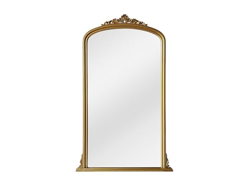 Vente-unique - Grand Miroir en Bois de Paulownia - L. 120 x H.190 cm - Doré - Merry