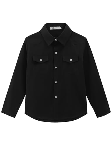 Image of Noomelfish Girls Long Sleeve Western Pearl Snap Button Down Shirt Cowgirl Outfits Blouse Tops (5-14 Years)