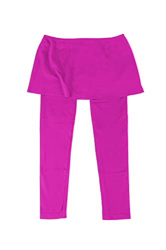 Kurve Girl’s Stretch Capri Skirt Leggings – Kids Seamless Dance Gymnastic Active Pants UV Protective Fabric UPF 50+ Made in USA KLG007 Neon Fuschia S/M