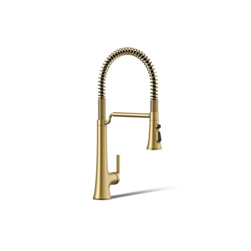 KOHLER 23765-2MB Tone Semi Professional Kitchen Sink Faucet, Pre-Rinse Kitchen Faucet, Commercial Faucet, Vibrant Brushed Moderne Brass