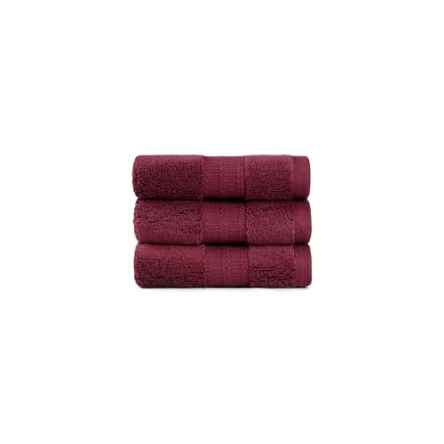 Image of Trident Face Towels, Nectarsoft Collection, Wash Towel, 100% Cotton Towels for Men /Women, 625 GSM, 3 Pc Face Towels - Berry Wine