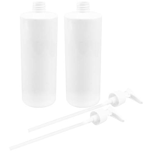 GARVALON Botellas de Loción de Plástico 500 Ml Blancas, Pack 2 Unidades Bomba, Dispensadores de Jabón Líquidos para Baño, Recargables Fugas, Ideales para Uso Doméstico