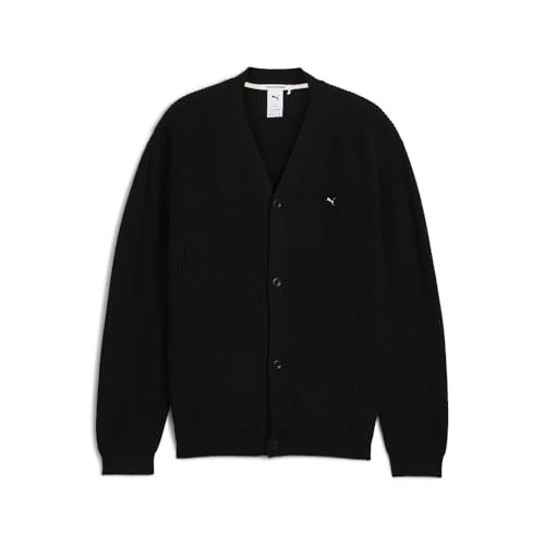 PUMA Mens Mmq V-Neck Cardigan Athletic Outerwear Casual Button Up - Black