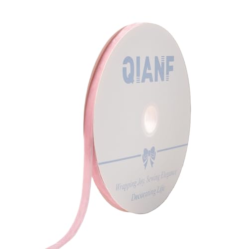 Image of QIANF Vintage Pink Velvet Ribbon, 3 /8 Inch X 25Yd