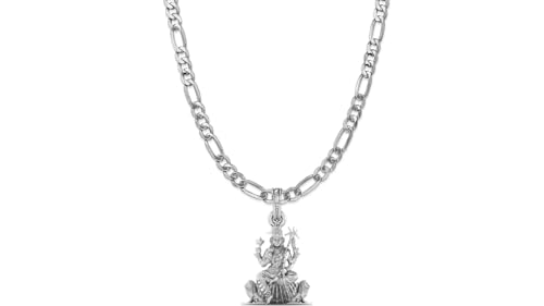 Pendentif Maa Kamakshii en argent pur avec sa chaîne Figaro pour homme et femme