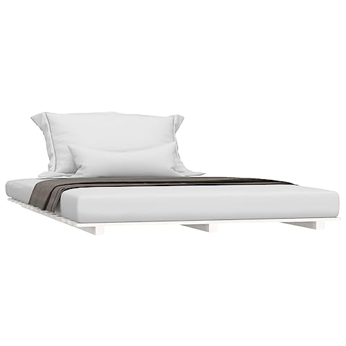 vidaXL Massivholzbett Doppelbett Bettgestell Bett Holzbett Bettrahmen Lattenrost Schlafzimmerbett Schlafzimmermöbel Weiß 140x200cm Kiefer vidaXL Massivholzbett Doppelbett Bettgestell Bett Holzbett Bettrahmen Lattenrost Schlafzimmerbett Schlafzimmermöbel Weiß 140x200cm Kiefer