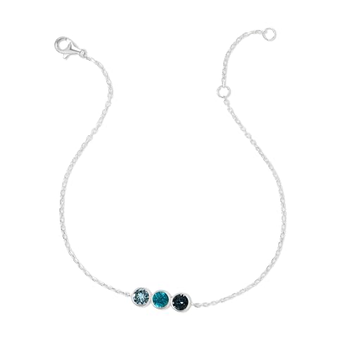 Eve's Addiction Sterling Silver 2 Stone CZ Simulated Birthstone Bracelet (6.75") - Personalized Mom Bracelet - Jewelry Gift4