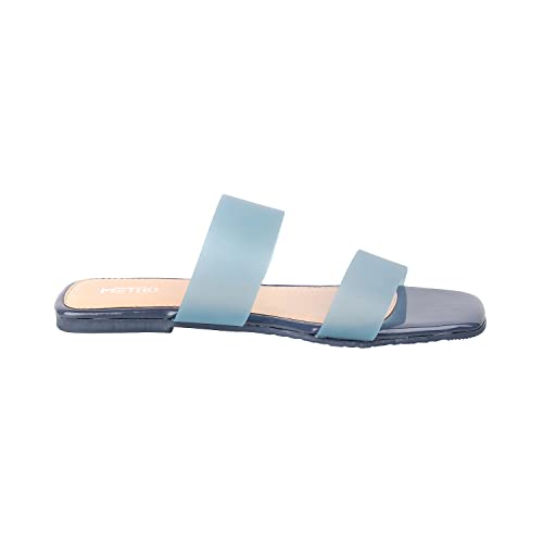 Image of Metro Women Synthetic Leather Flat Slip-on Fashion Sandal