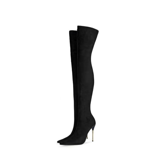 Bottes au-dessus du genou pour femmes chaussures talons aiguilles en daim