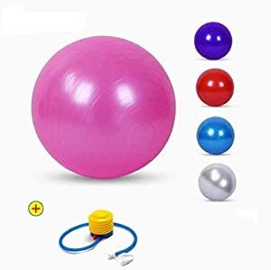 HOMESHOPPER Anti-Burst Fitness Exercise Stability Balance Yoga Ball - Swiss Birthing Gym Ball 65 cm with Foot Pump (Random Color)