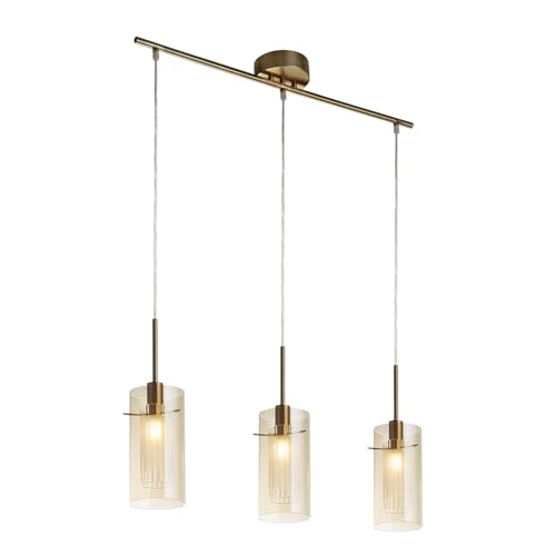 Image of Searchlight Duo III 3 Light Bar Pendant Bronze, Champagne Glass