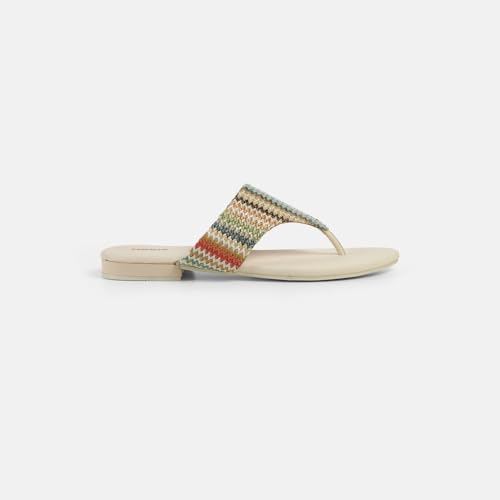 Image of Mochi Women's Colorful Zigzag Woven Strap Sandals