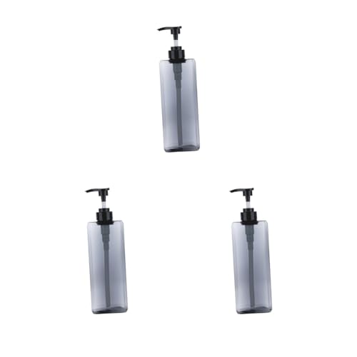 3のセットシンプル ソープディスペンサー ボトル シャワーボトル ポンプ 1000ml グレー
