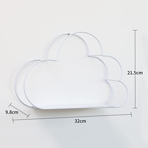 Beavorty Home Decor 1Pcs Metal Wall Hanging Storage Shelf Cloud Shaped Desktop Book Rack Metal Wall Mount Wire Bookshelf Hanging Organizer for Bathroom, Living Room and Bedroom (White) Corner Shelf