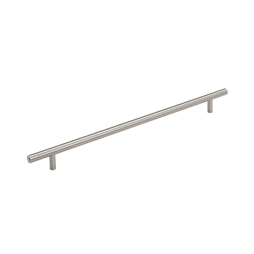 Image of Amerock 12-5 /8 inch Bar Pulls Satin Nickel Drawer Pull | 12-5 /8 inch (320mm) Center-to-Center Mounting Distance and 15-3 /4 inch Overall Length, Durable Carbon Steel Cabinet Hardware