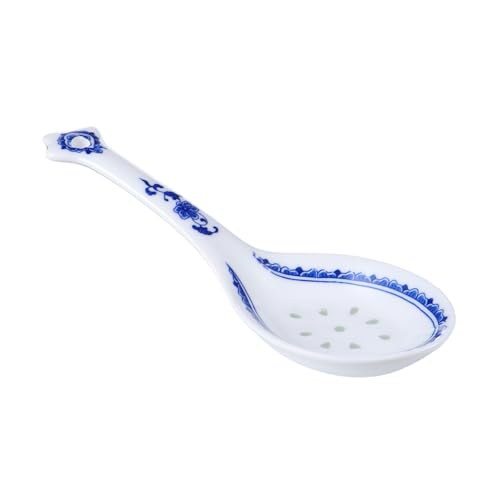 PRETYZOOM Cucchiaio Da Zuppa in Ceramica Con Manico Lungo Cucchiaio Portata in Porcellana Stile Cinese Per Condimenti e Riso Utensile Cucina Sicuro Ed Ecologico
