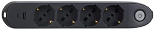 BTICINO Ciabatta Multipresa Elettrica Poker 6 Posti, 2 Prese USB e 4 Prese Polivalenti (Schuko 10/16A e Bipasso), Ciabatta Elettrica con Interruttore Cavo 1,5m Spina 16A, Robusta e Salvaspazio, Nero