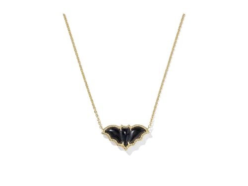 Kendra Scott Womens Bat Short Pendant Necklace Gold Golden Obsidian One Size