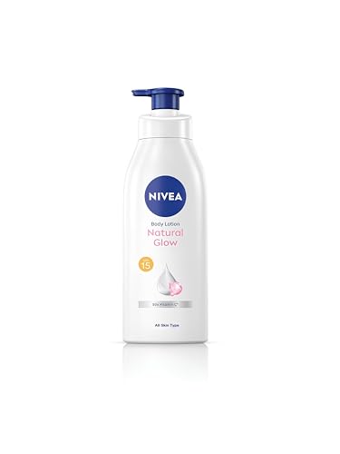 NIVEA Body Lotion Natural Glow,Cell Repair With Uva/Uvb Filters And Spf 15|50X Vitamin C For Even Skin Tone|Light Moisturising, Non-Greasy Formula With Cooling Sensation|Glowing Skin For Unisex|400 Ml