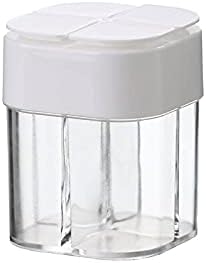 tlp Seasoning Jars Four in One Seasoning Glass Can Transparent Seasoning Can Kitchen Spice Pepper Shaker Spice Jar Rotating Cover Salt Sugar Bottle (Color : Gray) (White)
