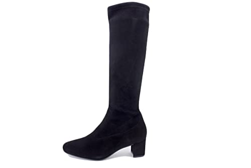 Botte en daim élastique noire femme PieSanto pour mollets larges L-XL