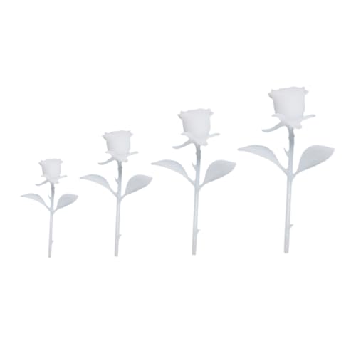 AKOOSY 4PCS DIY Mini Resin Rose Model for Crystal Epoxy Craft Handmade Miniature Rose Ornaments in Multiple for Crafting Enthusiasts