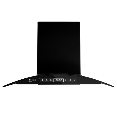 Image of Crompton Airmax BLDC 1600m3 /hr 75cm Curve Chimney| Filterless Thermal Autoclean| Built In Oil Collector| Touch+Motion Sensor Control|10Yrs Motor & 1Yrs Overall Warranty (CHD-AMC75FLE-IND)
