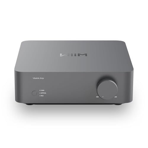 WiiM Vibelink Amp | 100W Power Amplifier | ESS 9039Q2M with DAC&TI TPA3255 | WiiM Mini/Pro/Pro Plus/Ultra Compatible|RCA/Coaxial/Optical Digital Input | Space Gray