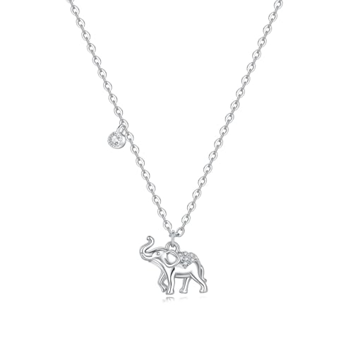 MISEFF 925 Sterling Silver Fashion Pendant Necklace for WomenFashion Jewelry 18K Gold Plated Advanced Retro Series Link Chains Basic Multifunctional Accessories Suitable for Multiple Occasions and Daily Wear (Elephant)