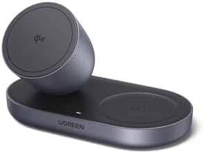 UGREEN Zapix 2-in-1 15W Qi2 Magnetisches Kabelloses Ladegerät, Zertifiziert | iPhone Ladestation kompatibel mit MagSafe für iPhone 17/16/15/14/13/12 Serie & AirPods, mit 1M Kabel -