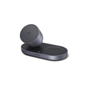 UGREEN Zapix Qi2 15W Chargeur Induction iPhone 2 en 1 Certifié Ergonomique Compatible avec MagSafe iPhone 17 16 15 14 13 12 Air Plus Pro Max AirPods 4 3 Pro 3 2 1 Chargeur sans Fil Magnétique