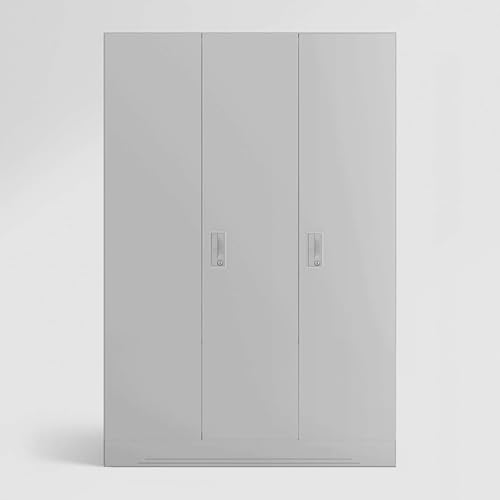 Image of Interio by Godrej Almirah Slimline 3-Door Steel Almirah, Cupboard for Clothes (Royal Ivory), 1-Year Warranty, 7 Shelves, 1 Locker